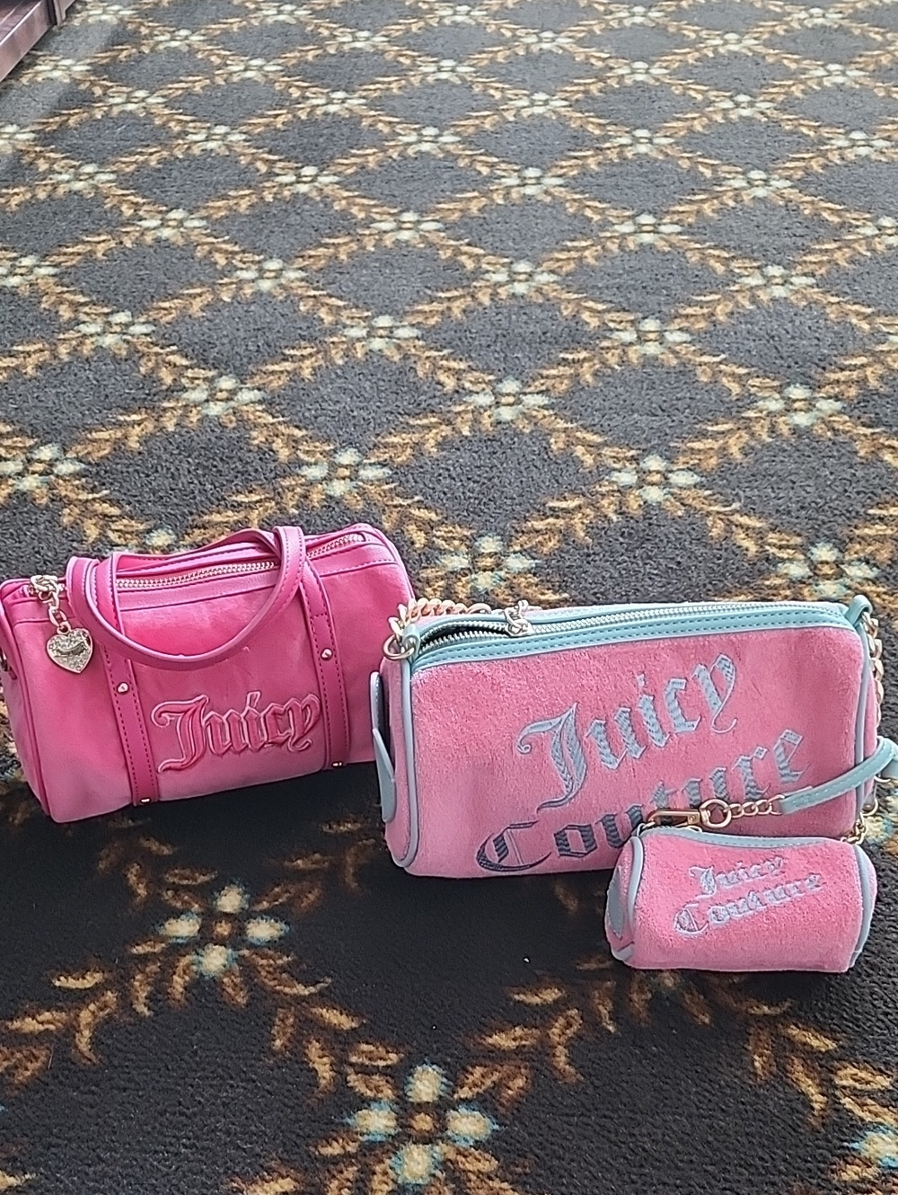 4 Bags Of Juicy Couture Pink Three-Piece Cosmetic & Travel Bag Set